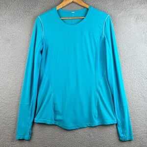 Lululemon Turquoise Long Sleeve Athletic Top Mesh Panels Thumbholes Blue M